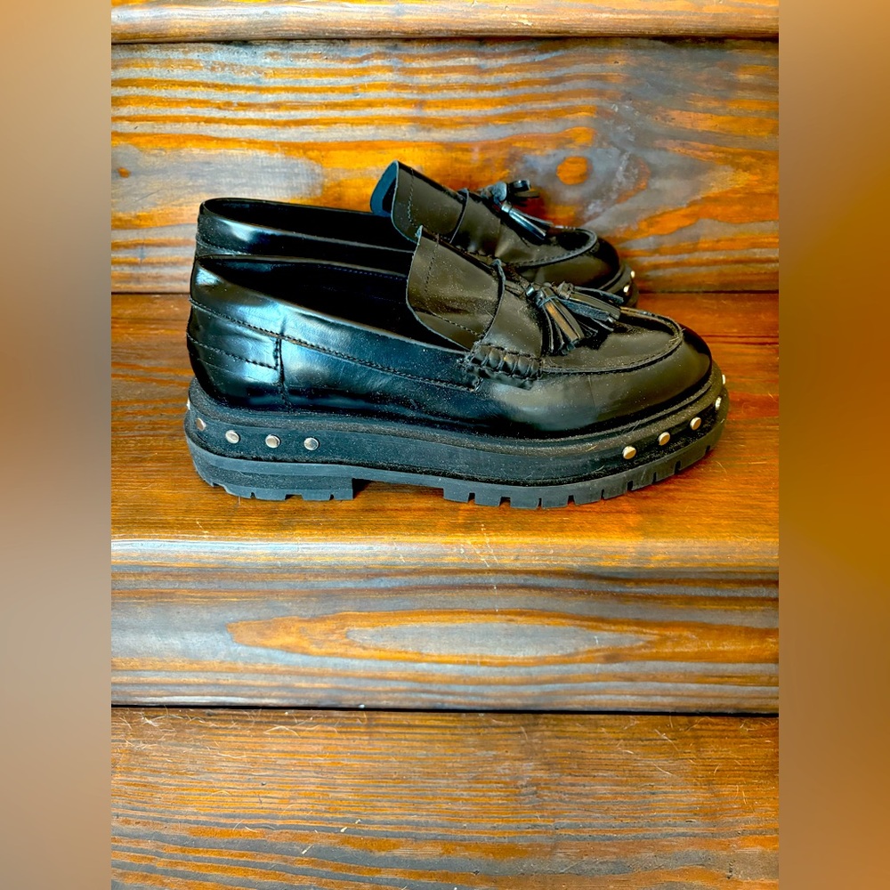 Free People Black Tassel Loafers sz 9 - Picture 2 of 4